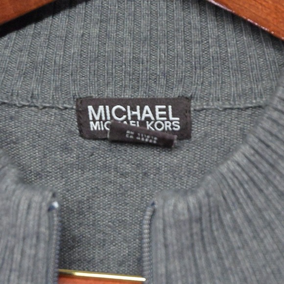 Michael Kors XL Gray Wool Full Zip Cardigan Sweater Jacket - Picture 2 of 4
